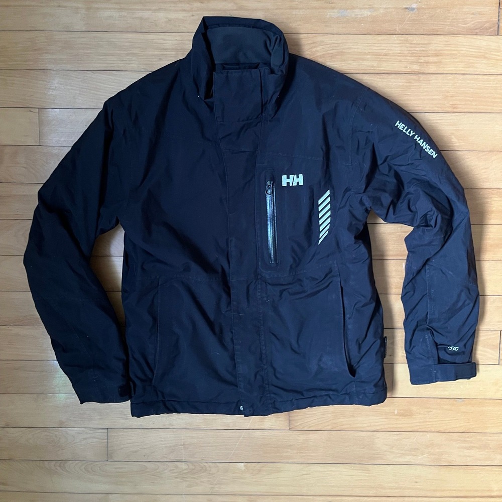 Helly Hansen Black Hooded Ski Jacket Kids 164/14 Reflective Technical